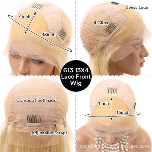 180% Ombre Blonde Lace Front Human Hair Wig Straight Remy 1B/613 Colored Human Hair Bob Wigs Deep Part Swiss Lace Wig